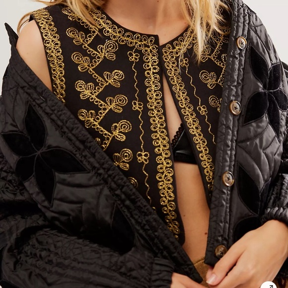 Antik Batik Oriane Gilet gold embroidered Vest - Picture 2 of 11